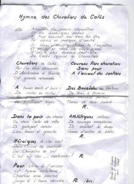 Hymne des Chevaliers de Cal�s